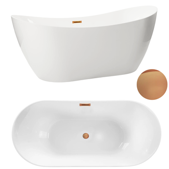 Wanna wolnostojąca 170 x 72 cm biała z pokrywką COPPER - model 602