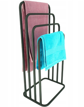 Nowoczesny Stojak Wieszak na Ręczniki 4 Ramienny Zaokrąglony Metal Loft CZARNY 018/W-16-4W-98C