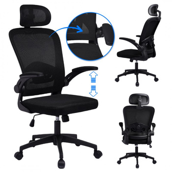 Fotel biurowy obrotowy &quot;Mistral Black&quot;, mikrosiatka do biurka KO28CZ