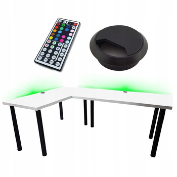 BIURKO GAMINGOWE NAROŻNE 180x120 BIAŁE PRODUCENT