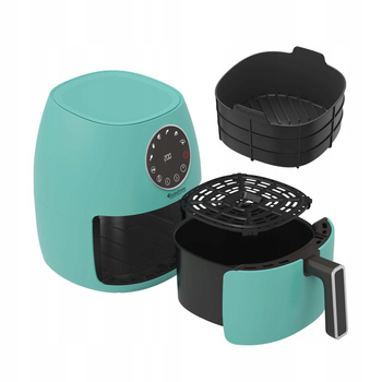 Frytkownica beztłuszczowa TurboTronic AIR Fryer frytownica 3,5L 1300W  kosz silikonowy cyfrowa Turkusowy