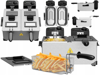 Frytownica frytkownica olejowa TurboTronic podwójna tradycyjna tłuszczowa na olej dwie komory 3600w 2x3L 6L Srebrna