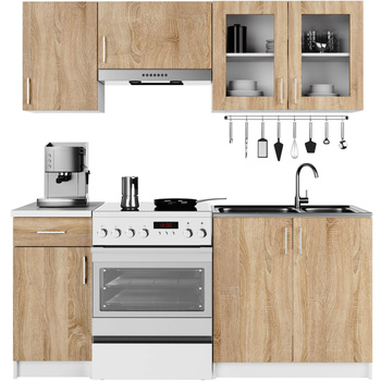 ZESTAW KUCHENY LIMA Z WITRYNĄ 1.8M BIAŁY / DĄB SONOMA