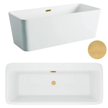 Wanna wolnostojąca 170 x 80 cm biała z pokrywką GOLD - model 596