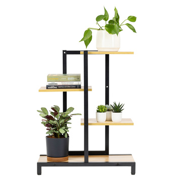 Kwietnik metalowy Oaza - czarny stojak na kwiaty i rośliny