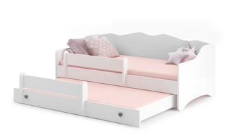 Łożko podwójne EMMA z szufladą i barierką 160x80 szary uchwyt