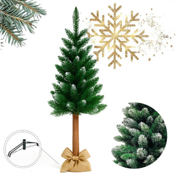 CHOINKA NA PNIU Z SOSNY, SZTUCZNA jak żywa ŚWIERK 120 CM GĘSTA OŚNIEŻONA CHO07