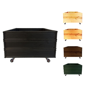 be4nature Doniczka kwadratowa modrzewiowa z kołami Antracyt  50 x 53 cm