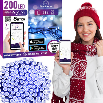 LAMPKI 200LED świąteczne białe STEROWANE TELEFONEM