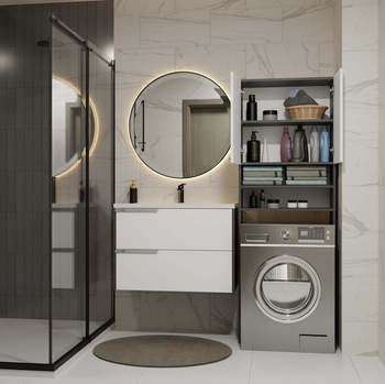 Szafka Łazienkowa na Pralkę POLA DK ANTRACYT BIEL Regał Słupek 180X64X30