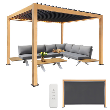Pergola ogrodowa 3x4 m ALUMINIOWA 4 kurtyny BOCZNE oświetlenie LED PILOT
