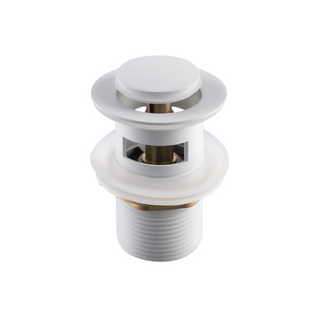 Korek umywalkowy mosiężny Klik Klak z przelewem White- model 2