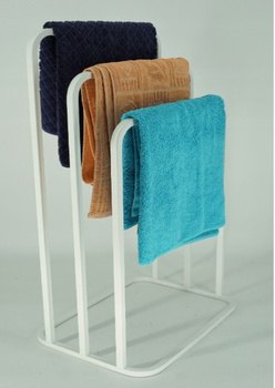 Nowoczesny Stojak Wieszak na Ręczniki 4 Ramienny Zaokrąglony Metal Loft Biały 015/W-16-4W-98B