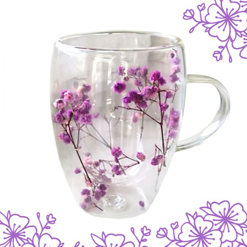 Szklanka termiczna z kwiatami w środku 300ml 1szt SZK93