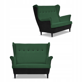 Sofa kanapa uszak ARI DUO skandynawska Family Meble czarno - zielona