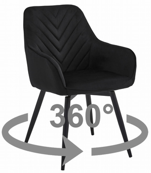 Krzesło NANA360 - czarny aksamit / nogi czarne x 1